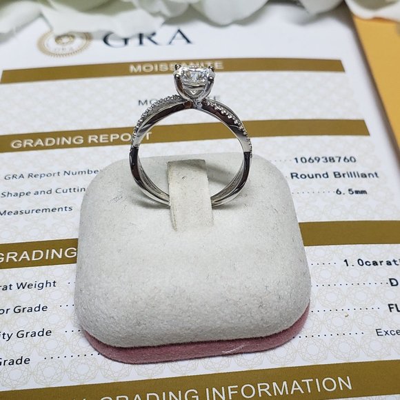 1 Carat Moissanite Fancy Ring with 925 Sterling Silver Band, D-FL - Picture 9 of 10